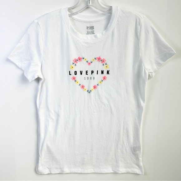 PINK Tops - White LOVE PINK Graphic T-Shirt Size S